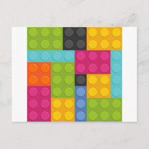 pink building blocks postcard