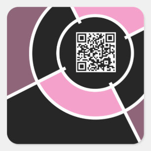 pink bullseye QR code Square Sticker