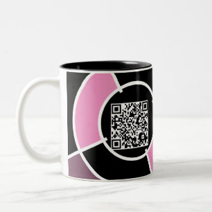 pink bullseye QR code Two-Tone Coffee Mug