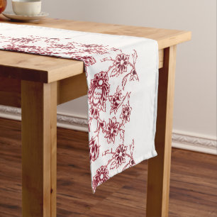 Pink Bunches of Flowers Short Table Runner