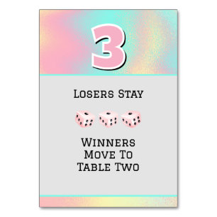 Pink Bunco #3 Table Card