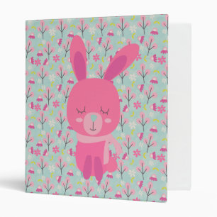 Pink Bunnies and Flowers Binder