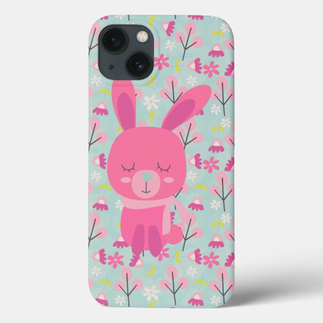 Pink Bunnies and Flowers Case-Mate iPhone Case (Back)