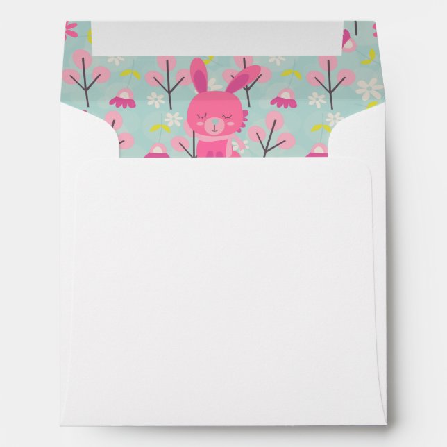 Pink Bunnies and Flowers Envelopes (Back (Bottom))