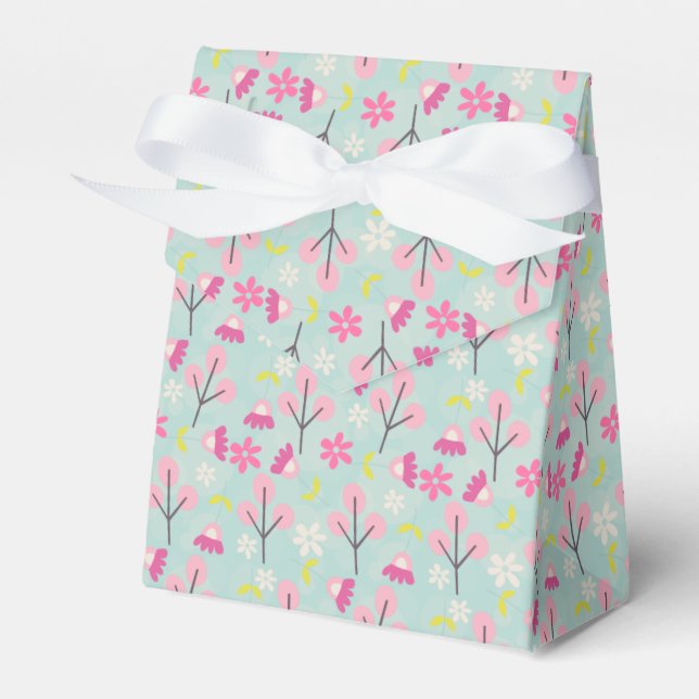 Pink Bunnies and Flowers Favor Box (Front Side)