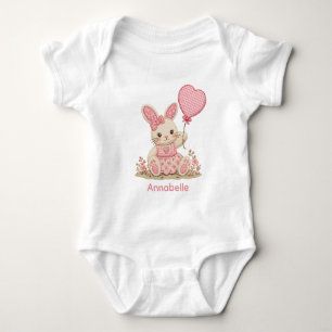 Pink Bunny Balloon Baby Bodysuit