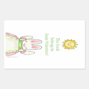 Pink bunny bookplate sticker