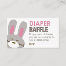 Pink Bunny Diaper Raffle Ticket