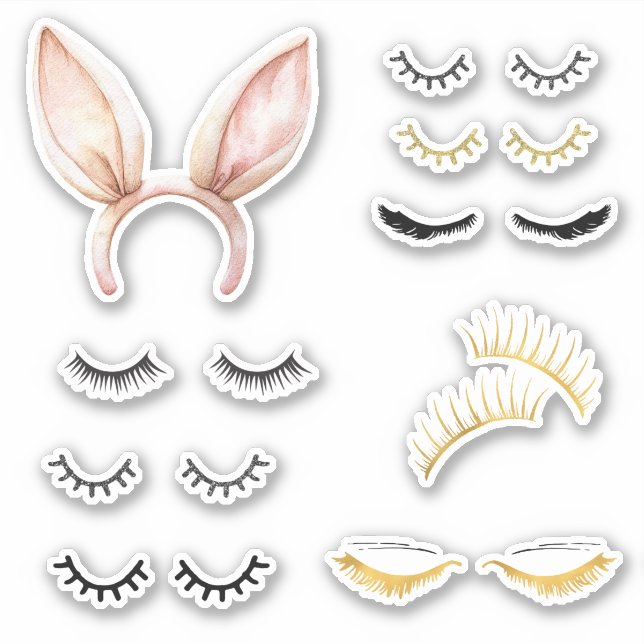 Pink Bunny Ears Eyelashes (Front)