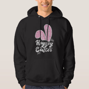 Pink Bunny Ears Happy Easter Cute Rabbit Women Gir Hoodie