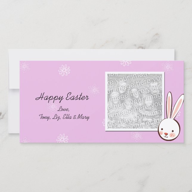 Pink Bunny Easter Photo Cards (Front)