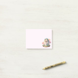 Pink Bunny & Egg Shaped House Kawaii Style Post-it Notes