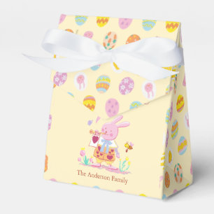 Pink Bunny Garden & Easter Egg Pattern Yellow Favor Box