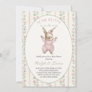 Pink Bunny Girl Baby Shower Invitation