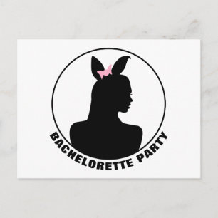 Pink Bunny Girl Bachelorette Party Invitation Postcard