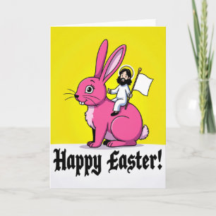 Pink Bunny Happy Easter Card