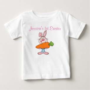 Pink Bunny Holding Huge Carrot Custom Baby T-Shirt