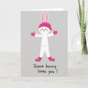 Pink Bunny Hugs Card