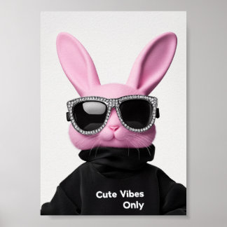 Pink Bunny in sunglasses  Poster