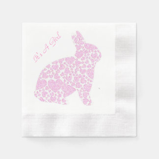 Pink Bunny It's A Girl Napkin