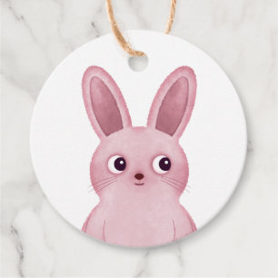 Pink bunny label for birthday party for girls
