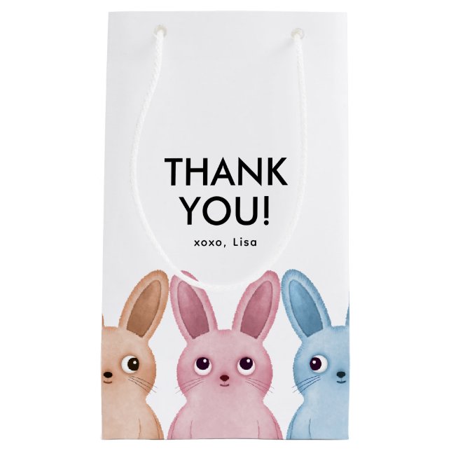 Pink bunny party small gift bag (Front)