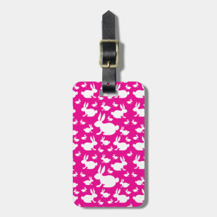 Pink Bunny Pattern Luggage Tag