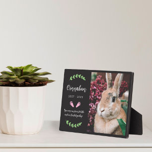 Pink Bunny Paws Greenery Photo Rabbit Memorial Plaque