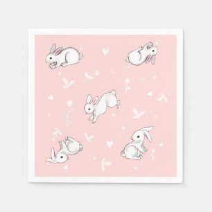 Pink Bunny Printed Paper Napkins