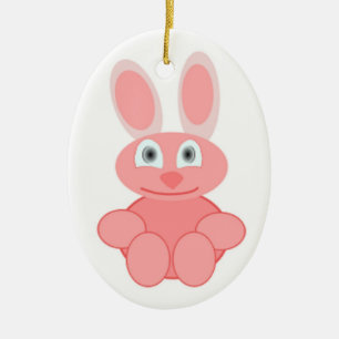 PINK BUNNY RABBIT CERAMIC ORNAMENT