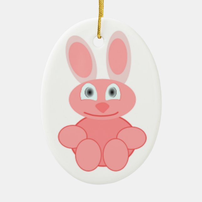 PINK BUNNY RABBIT CERAMIC ORNAMENT (Front)