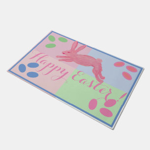 Pink Bunny Rabbit Eggs  rug  Doormat