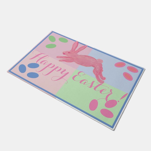   Pink Bunny Rabbit Eggs  rug  Doormat (Angled)