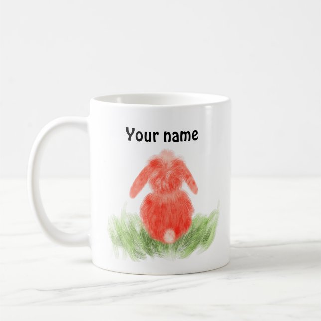 Pink bunny rear view coffee mug (Left)