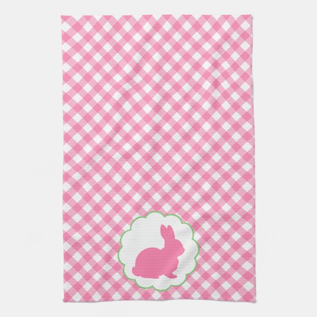 Pink Bunny Silhouette Kitchen Towel (Vertical)