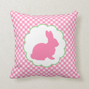 Pink Bunny Silhouette Throw Pillow