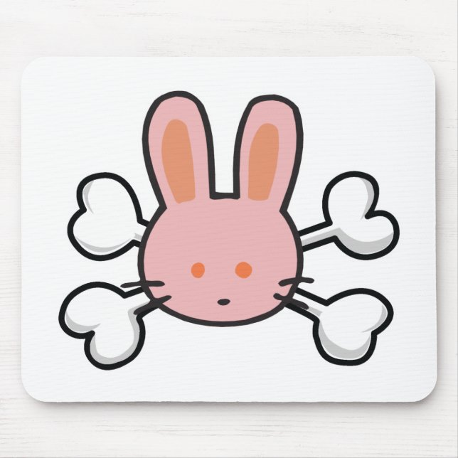 pink bunny Skull and Crossbones Mouse Pad (Front)