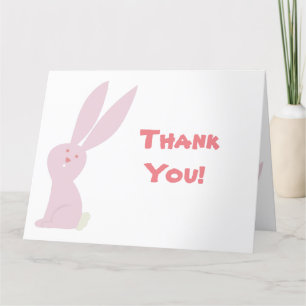 Pink Bunny Thank You Card