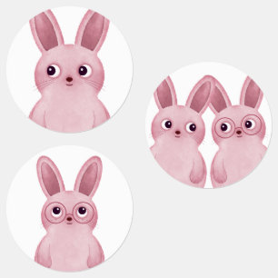 Pink bunny with glasses