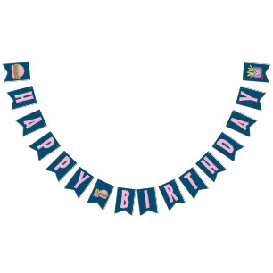 Pink Burger and Fries Happy Birthday Bunting Flags