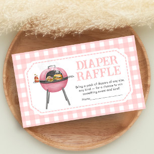 Pink Burger BBQ Baby Shower Diaper Raffle Enclosure Card