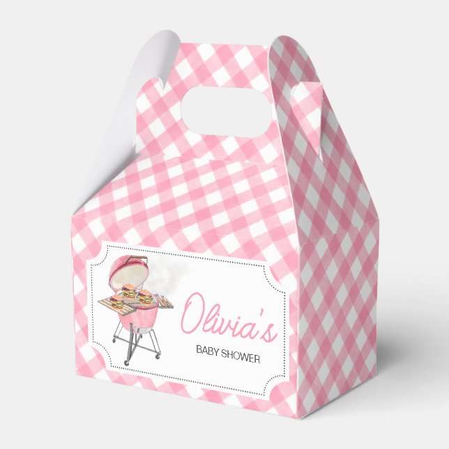 Pink Burger BBQ Baby Shower Favor Box (Front Side)