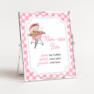 Pink Burger BBQ Baby Shower Mom Osa Bar  Poster
