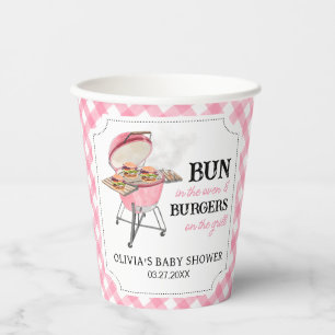 Pink Burger BBQ Baby Shower Paper Cups