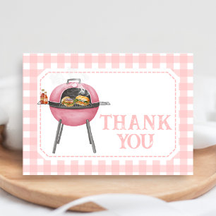 Pink Burger BBQ Baby Shower Thank You Card