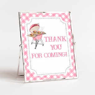 Pink Burger BBQ Baby Shower Thank You for Coming Poster