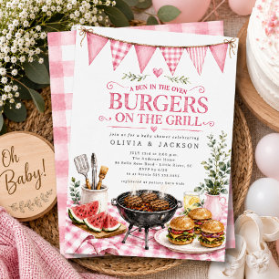 Pink Burgers on the Grill Baby Shower Invite