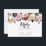 Pink, burgundy and fig floral bold script reply<br><div class="desc">Pink,  burgundy and fig floral bold script reply card. Part of a modern wedding collection.</div>
