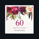 Pink & Burgundy Boho Floral 60th Birthday Party Napkin<br><div class="desc">Pink & Burgundy Boho Floral 60th Birthday Party Napkin

See our store for matching invitation,  Envelope and napkins
Also matching coffee mugs</div>