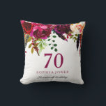 Pink & Burgundy Boho Floral 70th Birthday Gift Throw Pillow<br><div class="desc">Pink & Burgundy Boho Floral 70th Birthday Party Gift

See matching collection in Niche and Nest Store</div>